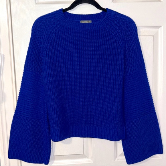 NEEDLES Royal Blue Merino Wool/ -
Cashmere Blend Fare Sleeve Crew Neck Sweater - Picture 1 of 7